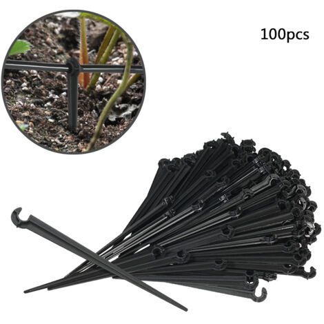 LAN Lot de 100 piquets de fixation au sol pour tuyau d'arrosage et tuyau d'arrosage en forme de C