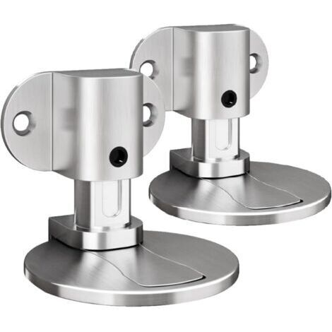 LAN Lot de 2 butoirs de porte magnétiques invisibles et réglables, avec fixation par ruban adhésif double face 3M ou par vis, adaptés à différents types de portes (argenté).