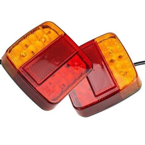 LAN Lot de 2 feux de remorque LED 12 V avec éclairage de plaque d'immatriculation, feu stop arrière étanche pour camion, fourgonnette, caravane, tracteur, véhicule agricole
