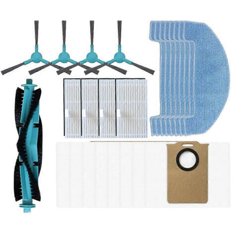 LAN Lot de 25 pièces de rechange pour aspirateur Ultenic T20 Pro : brosse principale, brosse latérale, filtre HEPA, chiffon de nettoyage et sac à poussière.