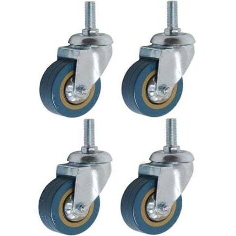 LAN Lot de 4 360° Roulettes pour Meubles 75mm M10 Roulette Charge Lourde Pivotante