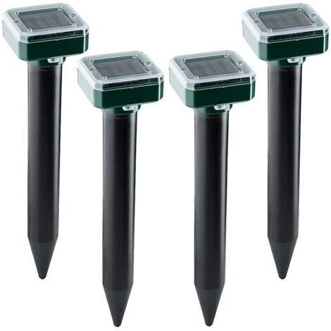 LAN Lot de 4 répulsifs anti-taupes à ultrasons à énergie solaire, mise à niveau taupe/souris, etc.
