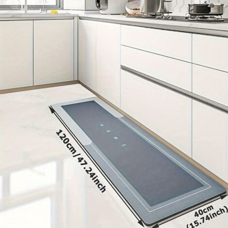 LAN Minimaliste - Boue de diatomées bleu clair 4020cm Tapis de cuisine en terre de diatomées absorbante et dégraissante, résistant à l'usure, facile à nettoyer et antidérapant.