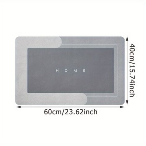 LAN Minimaliste - Gris clair 40 x 60 cm Boue de diatomées Tapis de cuisine en terre de diatomées absorbante et dégraissante, résistant à l'usure, facile à nettoyer et antidérapant.