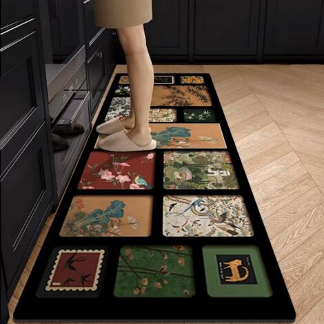 LAN Moineau cuivré 4060cm (terre de diatomées) Tapis de sol de cuisine en terre de diatomées, résistant à l'usure et facile à nettoyer, idéal pour un usage domestique, à larges bandes, absorbant et an