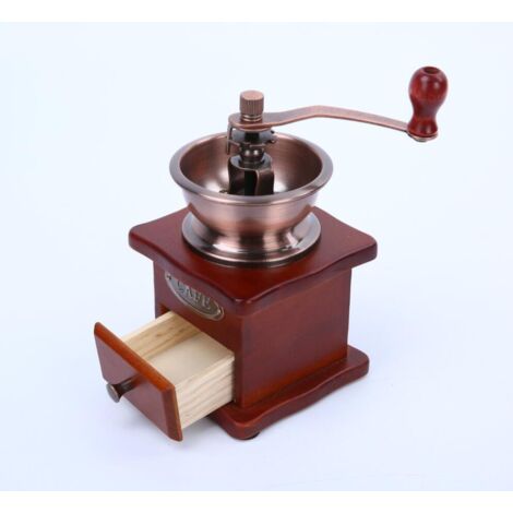 LAN Moulin à café manuel en bois pour grains de café et épices Moulin à café marron réglable (bois de pin et fonte et céramique) 101017cm