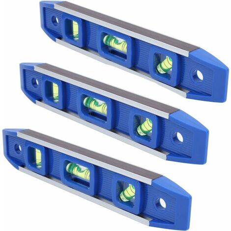LAN Niveau magnétique, petit niveau à bulles, 230mm Mini règle horizontale en plastique pour la construction de cloisons sèches pour les électriciens de camping 3 pièces
