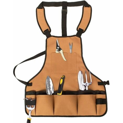 LAN Outils de jardinage tablier imperméable entièrement réglable Oxford tissu tablier de travail outils de jardin tablier jardin workwear - kaki