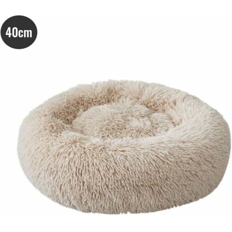 LAN Panier Rond pour Chien et Chat en Peluche Douce et Confortable Donut Chat lit Chaud de Moelleux pour Chiot pour Dormir en Hiver