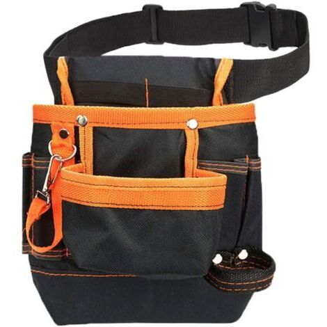 LAN Pochette à outils - Sac ceinture à outils/Pochette utilitaire pour électricien, charpentier, technicien en bâtiment, jardinier, avec clip ceinture pour outils de quincaillerie, 8 poches, orange