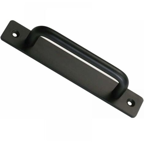 LAN Poignée de porte coulissante de style grange, idéale pour portail, armoire, tiroir, abri de jardin, garage. Comprend 2 vis - Noir, 150 mm