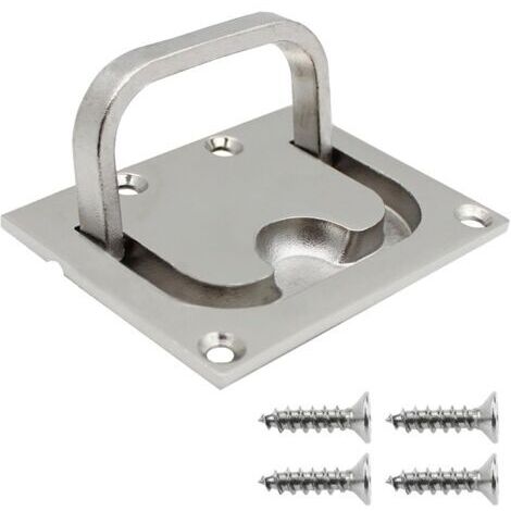 LAN Poignée de Trappe pour Bateaux Poignée Marine en Acier Inoxydable Trappe Encastrée pour Bateau Poignée de Traction Encastrée avec 4 Vis pour Casier d'armoire Marine Yacht Boat(76  57mm)