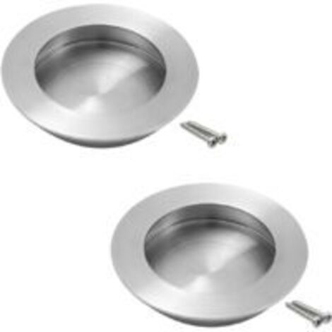 LAN Poignées de tiroir encastrées, lot de 2, poignée plate pour portes coulissantes, encastrée ronde 50 mm