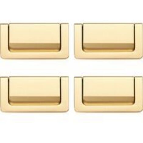 LAN Poignées de tiroir, poignées de meubles invisibles, lot de 4 poignées modernes en alliage de zinc pour armoires, placards, portes et tiroirs (doré, entraxe : 64 mm)