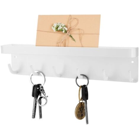 LAN Porte en fer forgé minimaliste crochet arrière six crochets Xuan Shuang rack clé divers mur rack de rangement blanc