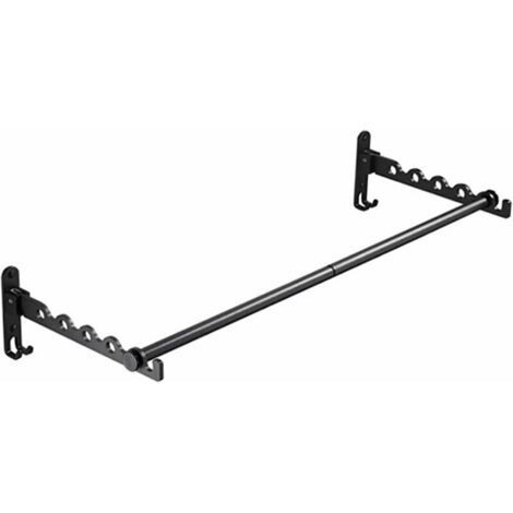 LAN Porte-vêtements mural, tringle à vêtements pliable, cintre mural pliant, porte-vêtements mural en métal, porte-vêtements de chambre à coucher, salle de bain, longueur 80 cm noir