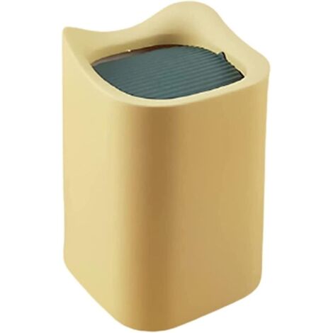 LAN Poubelle De Bureau Mini Boîte De Rangement Corbeille À Papier Avec Couvercle Convient Pour Salle De Bains Cuisine Chambre Salon Table Basse Poubelle De Bureau 12,5  12,5  18 cm (Jaune)