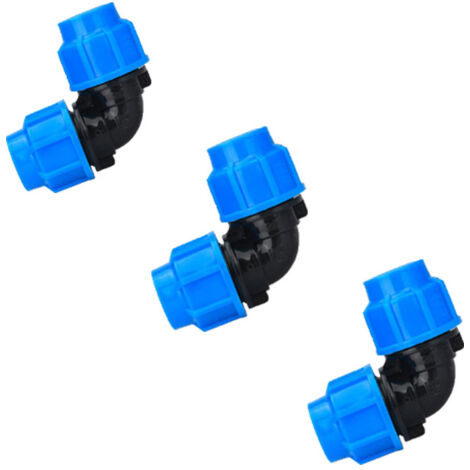 LAN Raccord coudé à 90 degrés 25 mm x 25 mm pour tuyau d'eau en PE de compression – Raccord de tuyau coudé PN16 compatible avec le connecteur – Lot de 3