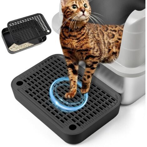 LAN Rampe d'accès pour bac à litière, marchepied pour chat, pelle à litière avec filtre et pieds en caoutchouc antidérapants, convient aux chatons et aux chats âgés.
