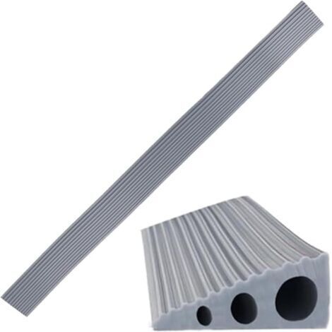 LAN Rampe de seuil de porte 90 x 6 x 2 cm, rampes de seuil en PVC, rampe de seuil de porte auto-adhésive en silicone pour portes, marches, escaliers (gris, 90 cm)