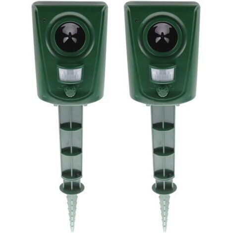 LAN Répulsif ultrasonique pour chats (x2), répulsif ultrasonique pour animaux domestiques (pigeons, oiseaux, chiens, souris, renards)