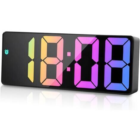 LAN Réveil numérique, horloge numérique avec affichage LED, affichage de la température, 4 niveaux de luminosité réglables, format 12/24 heures, 3 modes d'alarme