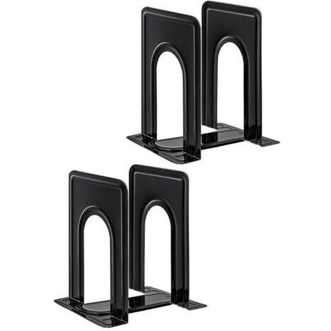 LAN Serre-livres en métal pour étagères, 4 pièces, noirs, antidérapants, robustes, pour étagères, bureau, maison, 17 x 14,8 x 12,6 cm
