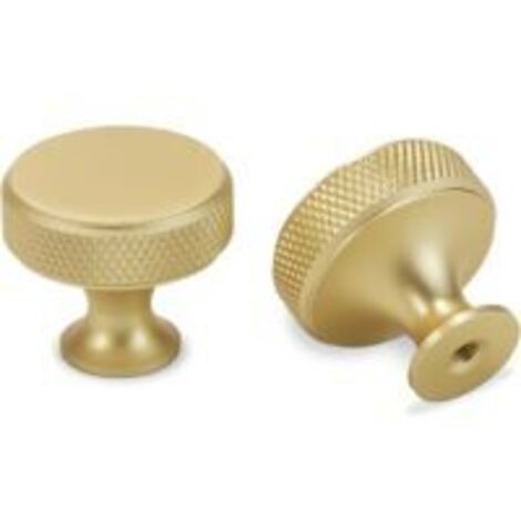 LAN Sollbry Lot de 10 boutons de porte de placard de cuisine en laiton doré brossé, moletés, robustes, pour tiroirs et placards