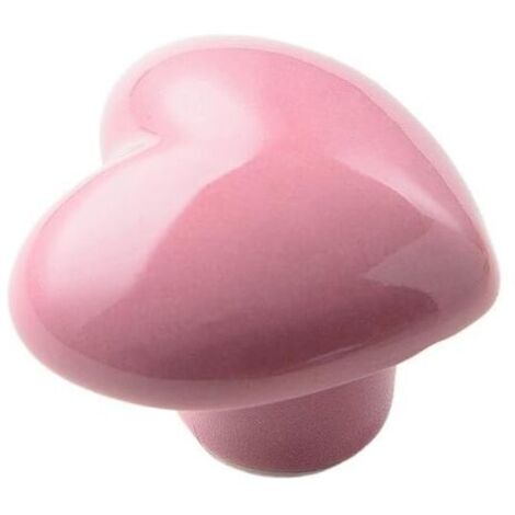 LAN Sollbry Lot de 10 poignées de porte en céramique en forme de cœur pour tiroirs (couleur : rose, dimensions : 40 × 36 × 31 mm)