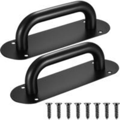LAN Sollbry Lot de 2 poignées de porte coulissantes noires, poignées de porte coulissantes en acier inoxydable, poignée de meuble avec plaque arrière pour portes de grange, armoires et jardins (200 x 