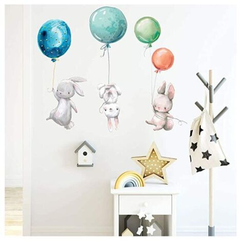 LAN Stickers muraux décoratifs / autocollants, autocollants pour enfants, bébés et salle de jeux, aquarelle et motifs d'animaux, stickers décoratifs muraux
