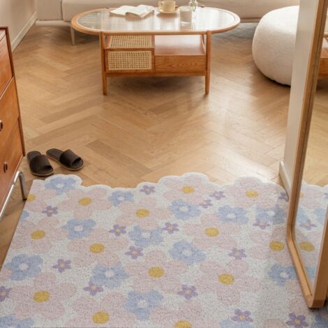 LAN Style romantique [Disposition horizontale] Boucle en soie 4060cm Tapis de sol miniature à boucles, résistant, antitache et anti-usure, idéal pour enlever la boue et la saleté de l'entrée. Personna