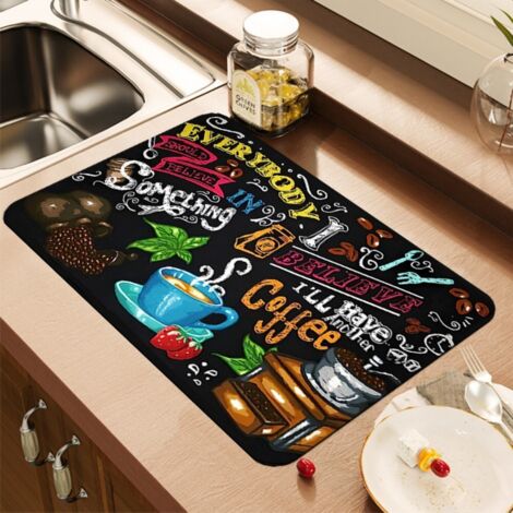 LAN Support à café chaud 3040cm (terre de diatomées) Tapis égouttoir, plateau de table de cuisine en terre de diatomées, tapis absorbant lavable, tapis isolant anti-brûlure rectangulaire pour table ba