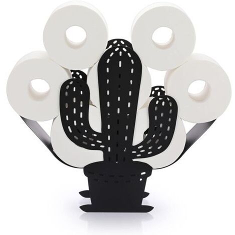 LAN Support de Rouleau de Papier Toilette Porte-Papier en métal Stockage de Papier en Forme de Cactus pour Salle de Bain (Noir)