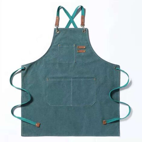 LAN Tablier de chef, tablier de jardinage en toile de coton avec grandes poches pour hommes et femmes, tablier de cuisine réglable et robuste
