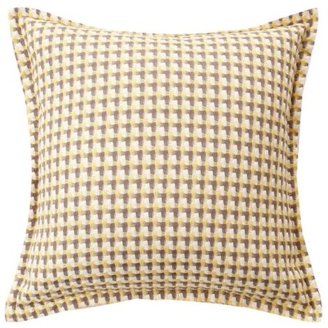 LAN Taie d'oreiller simple à carreaux jaune mangue 60 x 70 Taies d'oreiller en coton et lin à motif pied-de-poule, coussins de tête de lit, coussins de dossier, coussins de salon, housses de coussins 