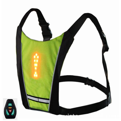 LAN Télécommande sans fil Voyant d'avertissement lumineux Sac de vélo Sac illuminé Gilet lumineux Rechargeable par USB Facile à installer Convient pour la sécurité des vélos Jaune