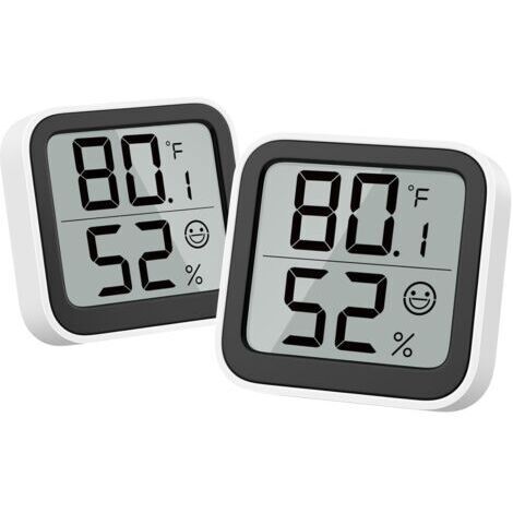 LAN Thermomètre Humidimètre Intérieur Mini Hygromètre Moniteur Appareil de Mesure de la Température Ambiante avec Icône de Visage Indicateur de Confort ℃/℉ Interrupteur pour Chambre de Bébé