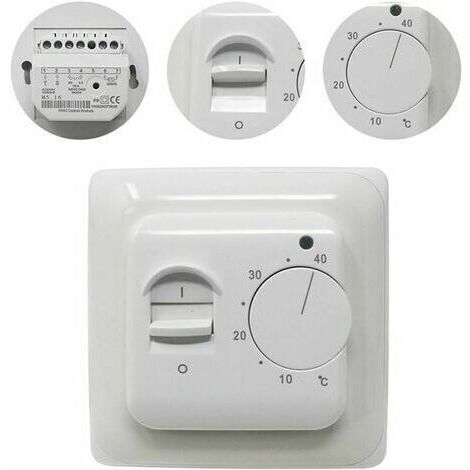 LAN Thermostat de chaudière　Manuel Thermostat d'ambiance Chauffage au Sol Electrique avec sonde AC 220V 16A, Régulateur de Thermostat Plancher Chauffant Mécanique [Classe énergétique A+++]