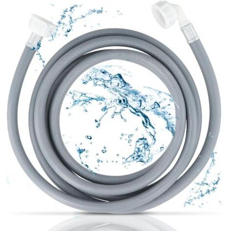 LAN Tuyau pour lave-linge et lave-vaisselle, longueur : 3 m, alimentation en eau coudée ou droite, usage universel, accessoire pour lave-linge (gris)