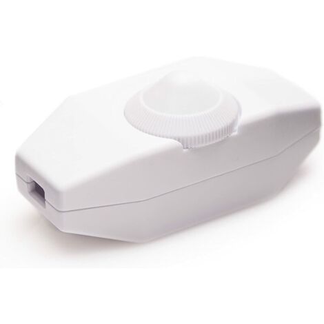 LAN Variateur de Lumière avec Interrupteur Rotatif, Tension 220-230V, Couleur Blanche, pour Ampoules LED à Intensité Variable
