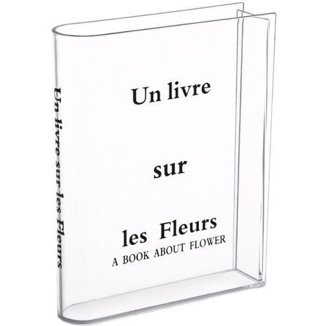 LAN Vase en forme de livre en acrylique transparent, vase en forme de livre, vase livre en forme de tulipe, décoration pour chambre, salon, bureau
