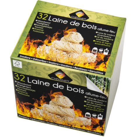 Lana de madera para encendido 32 ud Cheminett