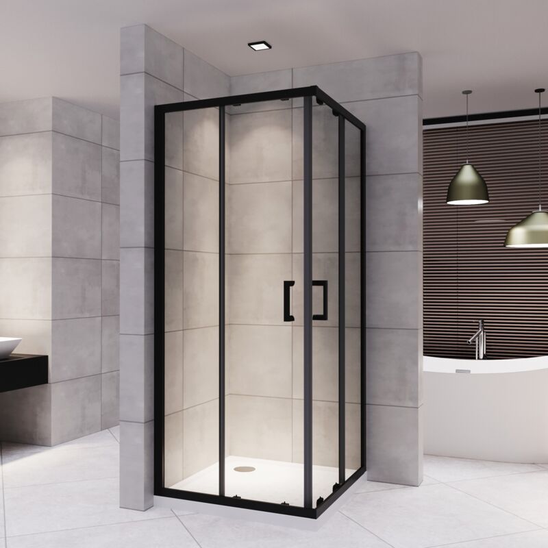 Saniverre - lanablack Cabine de douche h 180 cm porte coulissante transparente 70 x 80 cm