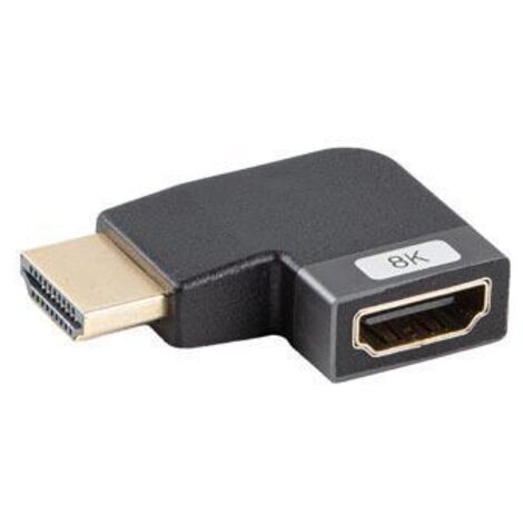 Lanberg HDMI(F)-HDMI(F) 8K abgewinkelter Adapter aus Aluminium, silberfarben, links