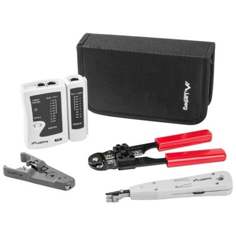 lanberg Network Tool Kit NT-0301,Tester,Abisolierzange,Abisolierwerkzeug,Crimpzange,Einsteckwerkzeug