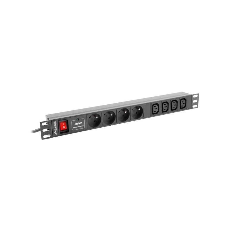 PDU-04E04I-0200-BK unité de distribution d'énergie 1U noir 4 sortie(s) ca - Lanberg