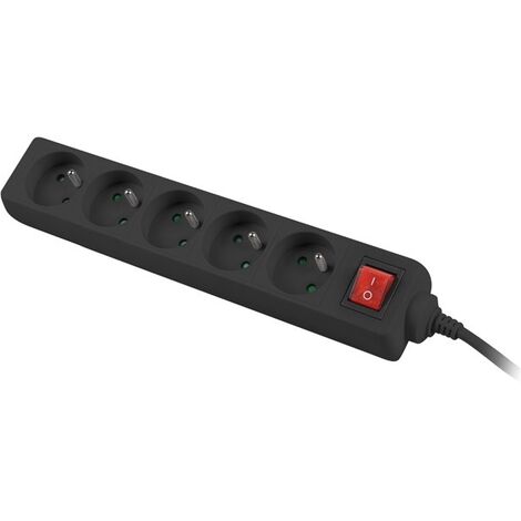 LANBERG PS1-05E-0300-BK LOT DE 5 PROTECTIONS CONTRE LES SURTENSIONS, CONSOMMATION MAXIMALE 2500 W, IP20, CÂBLE 3 M