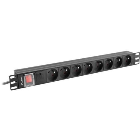 Lanberg Steckdosenleiste für Rack 1U 16A PDU 8x PL 2m Schwarz