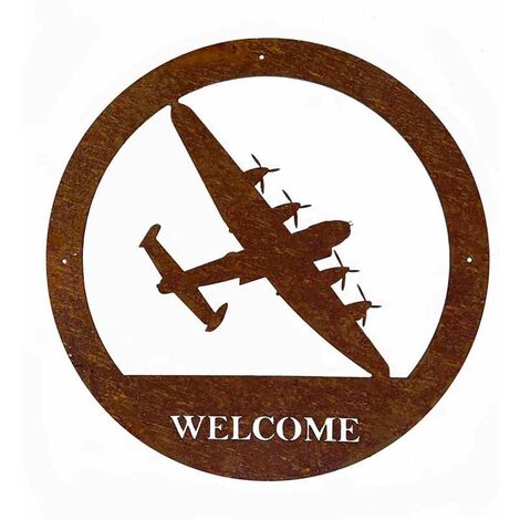 Lancaster Welcome Wall Art - Large - Steel - W49.5 x H49.5 cm - Bare Metal/Ready to Rust